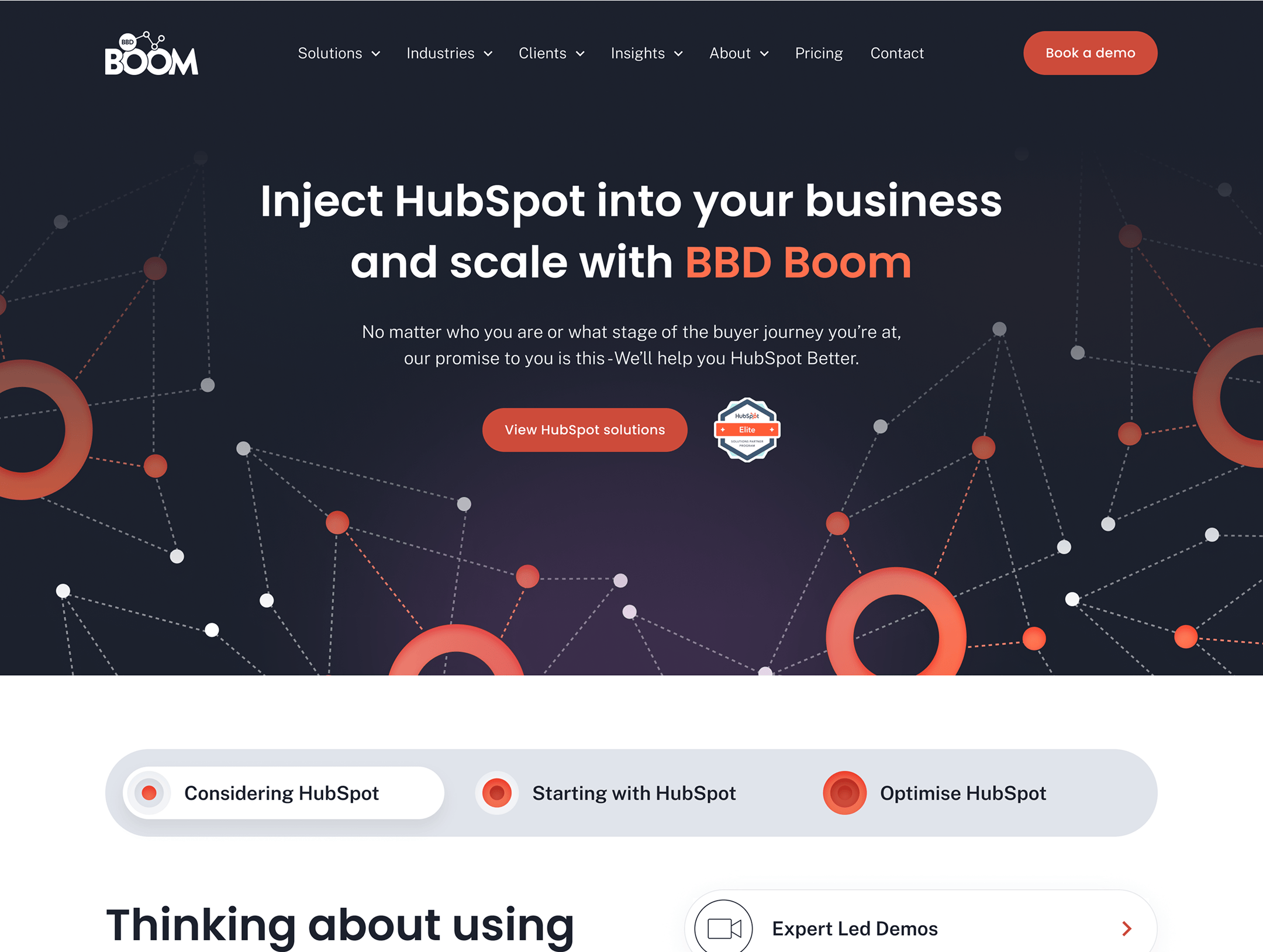 Website homepage for BBD Boom.